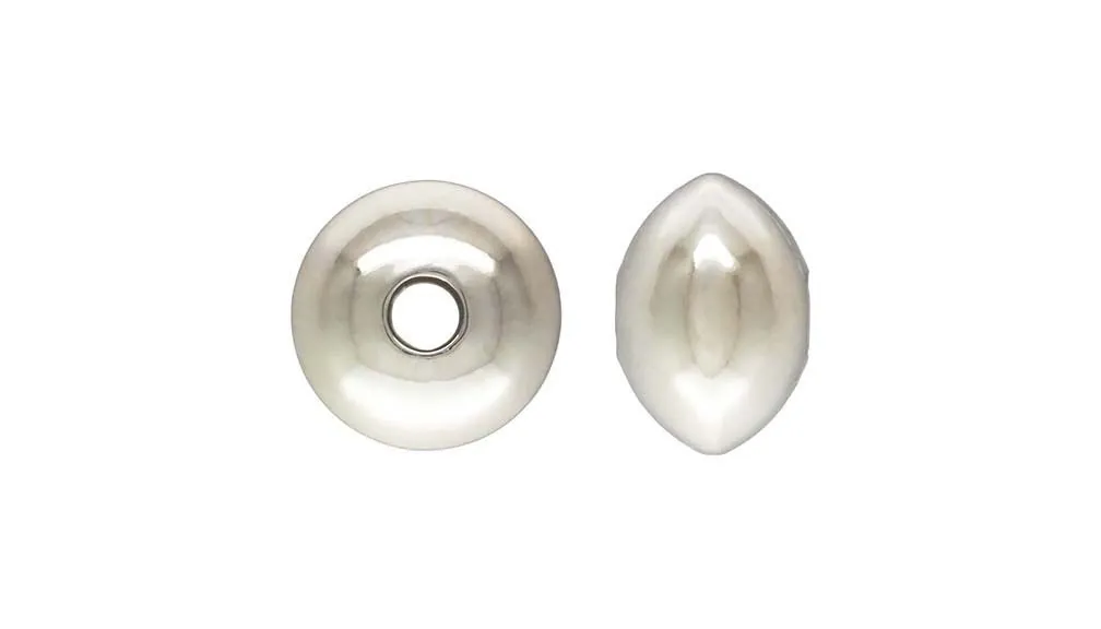 6.7x4.6mm Saucer Bead 1.5mm Hole, Sterling Silver. Made in USA. #5020136L