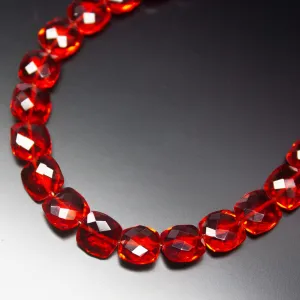 8 inch Full Strand, Stunning Red Quartz Faceted Cushion Briolette Beads, 8mm Size