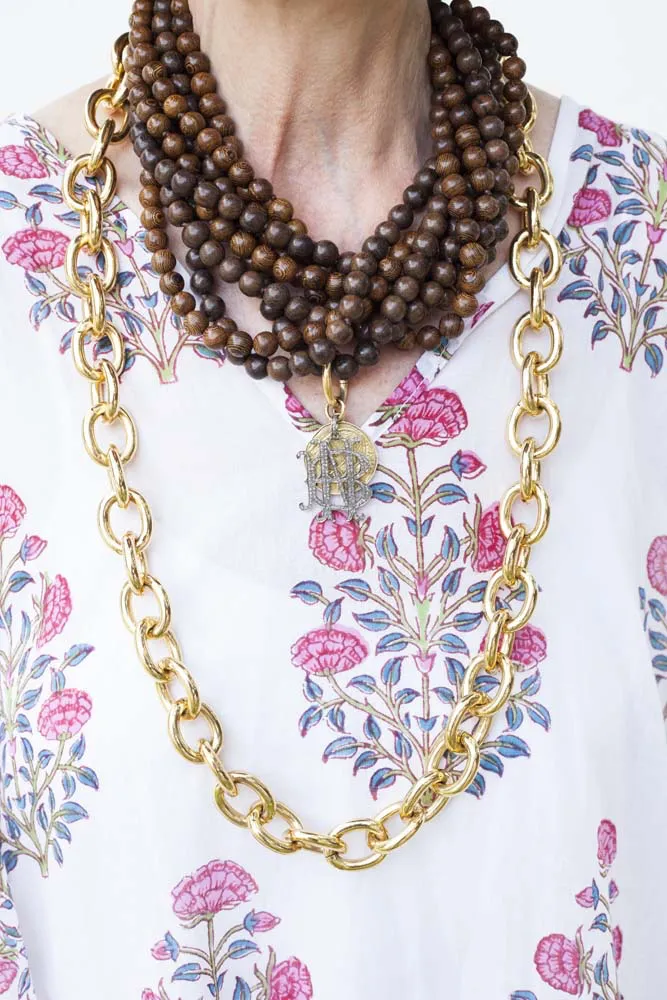 8 Strand Wood Bead Necklace