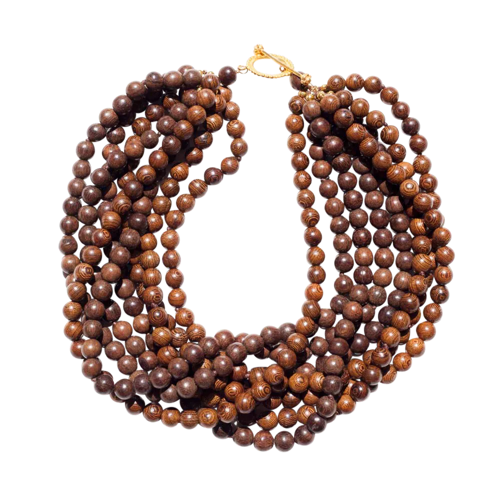 8 Strand Wood Bead Necklace