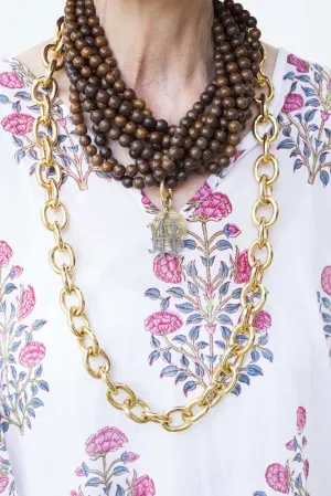 8 Strand Wood Bead Necklace