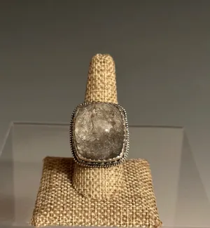 .925 BLACK TOURMALATED QUARTZ  STATEMENT RING BR140