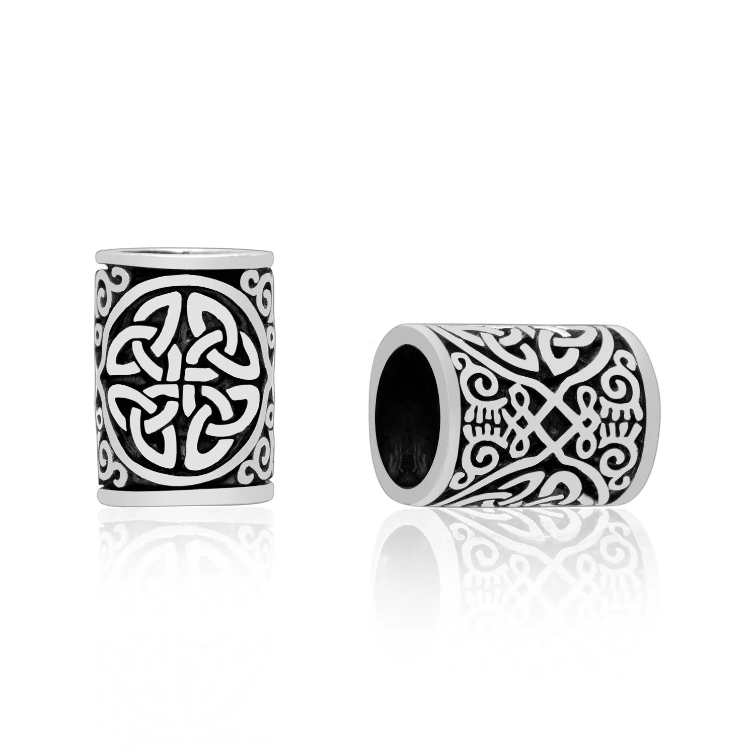 925 Sterling Silver Celtic Triquetra Beard Hair Bead