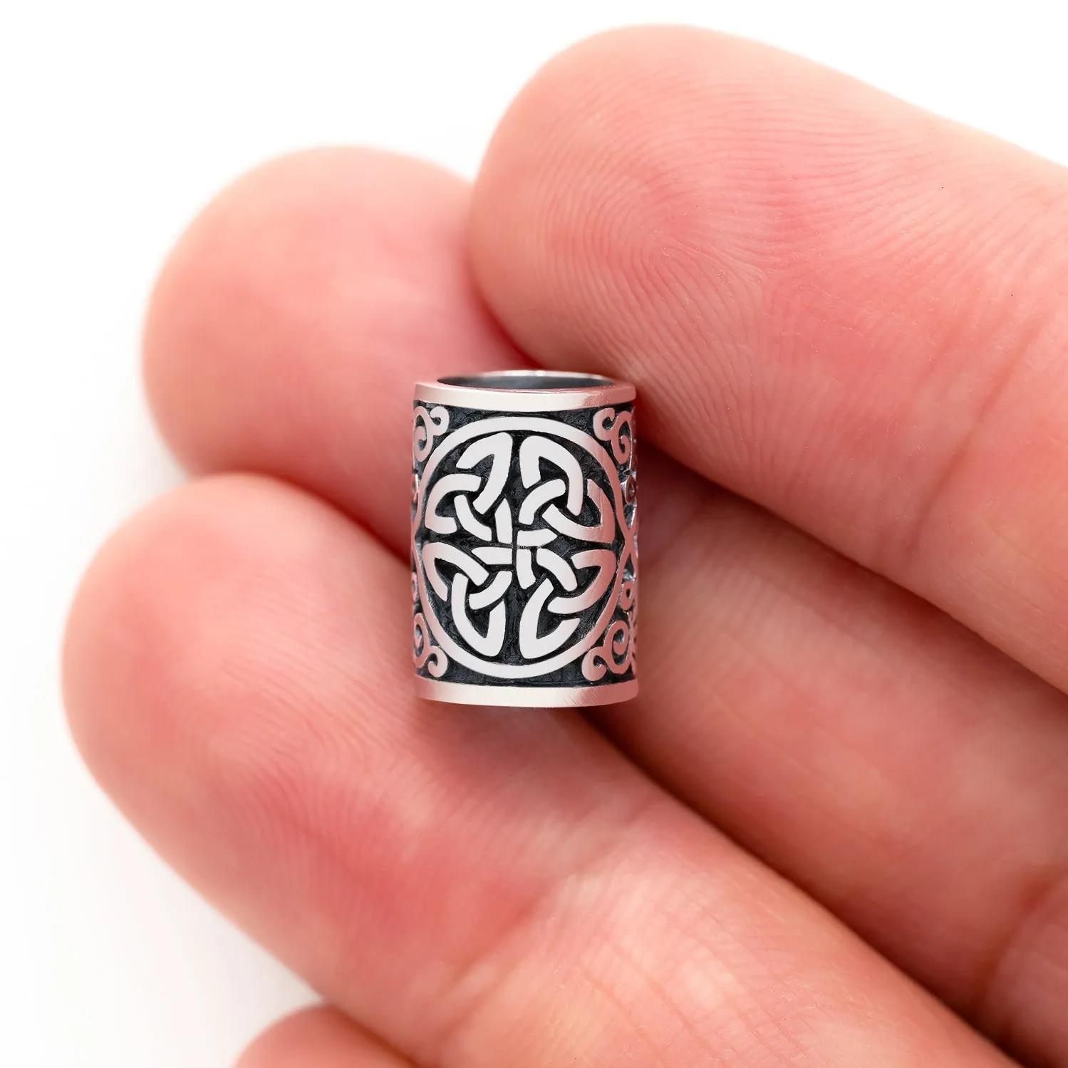 925 Sterling Silver Celtic Triquetra Beard Hair Bead
