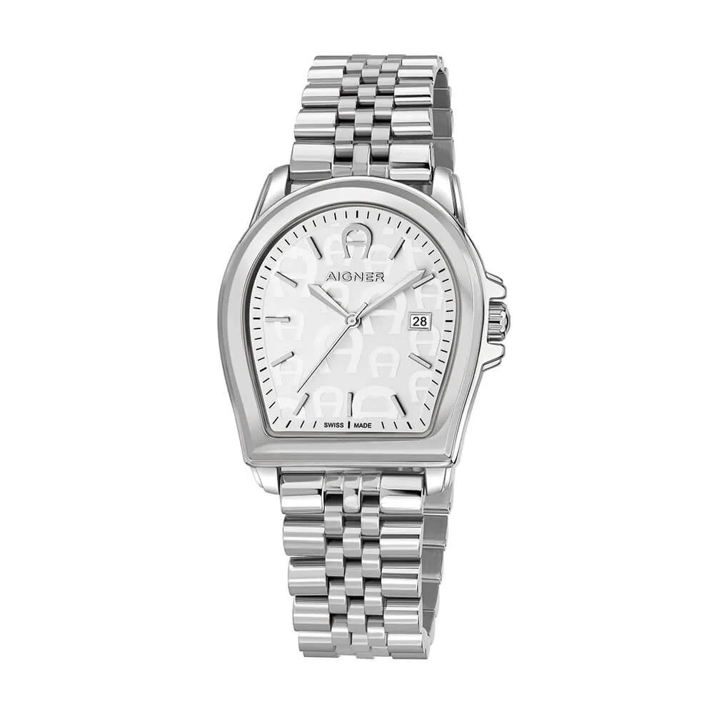 Aigner Verona Men's White Dial Stainless Steel Metal Bracelet Watch