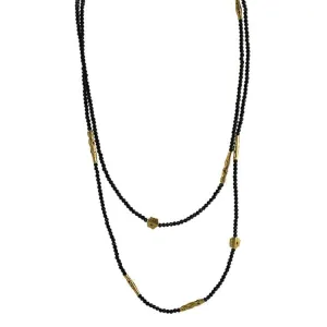 Alex Sepkus Flora 18k Yellow Gold Black Spinel Long Bead Necklace
