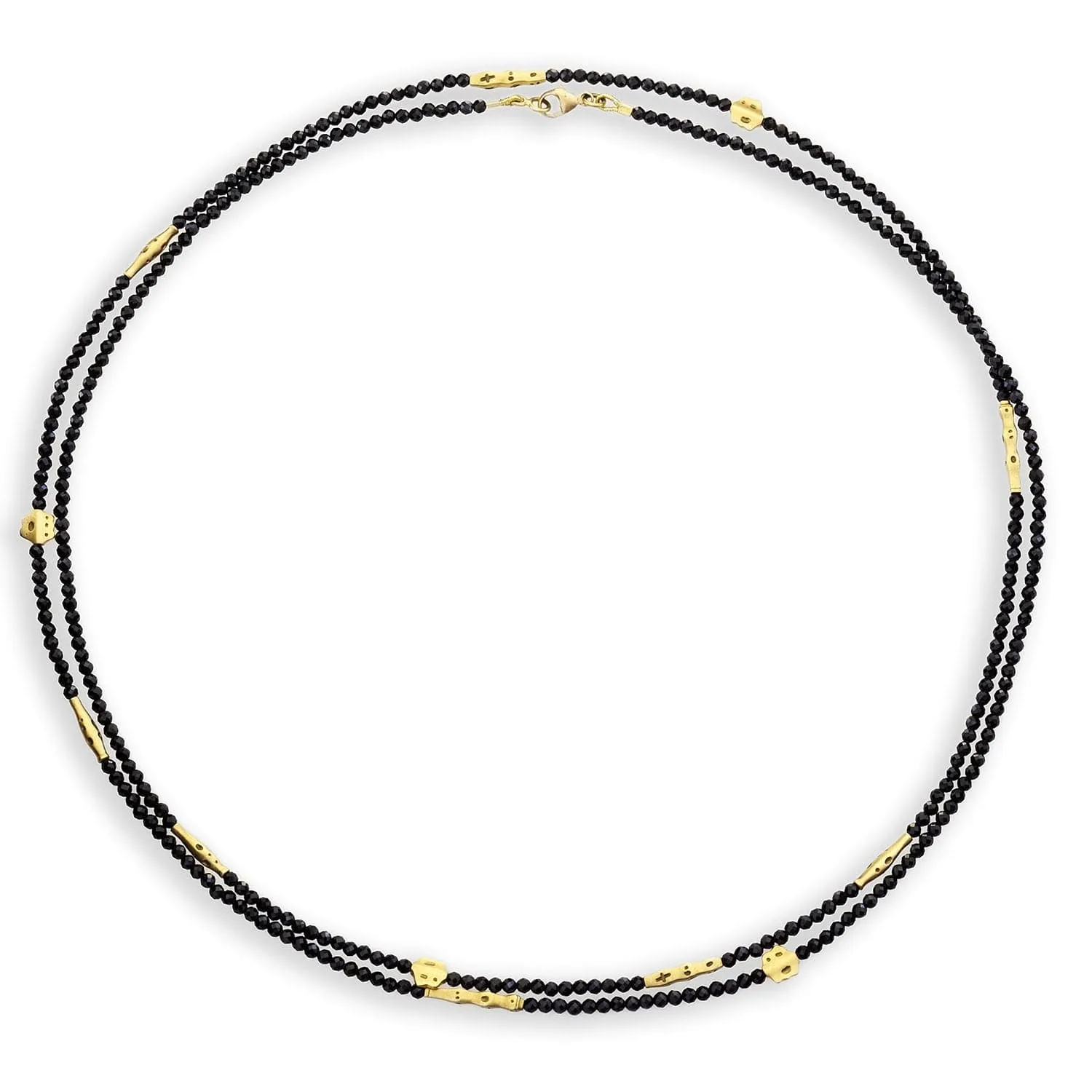 Alex Sepkus Flora 18k Yellow Gold Black Spinel Long Bead Necklace