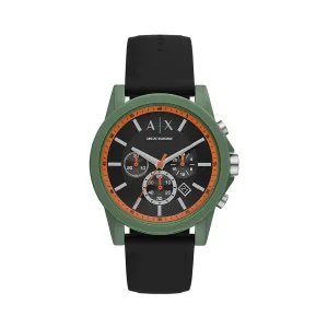 Armani Exchange Men's Chronograph Black Silicone Watch