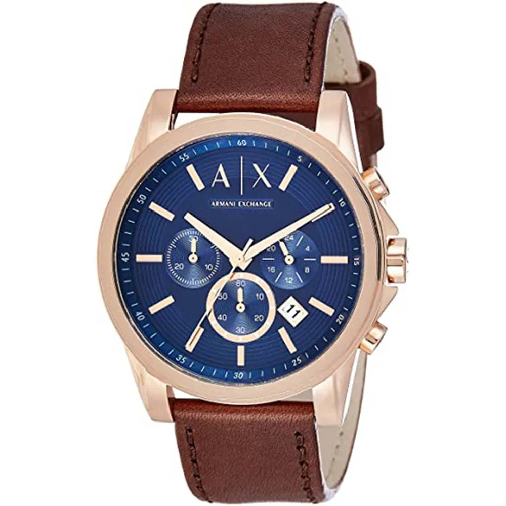 Armani Exchange Men's Chronograph Brown Leather Watch