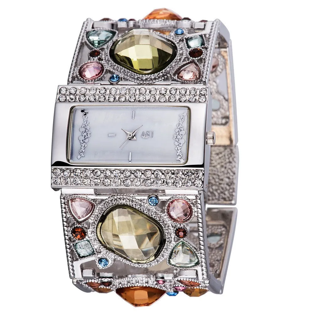 ASJ Women New Top Luxury brand Alloy Quartz Waterproof  Wristwatches Fashion Lady Dress Colorful Crystal Watches