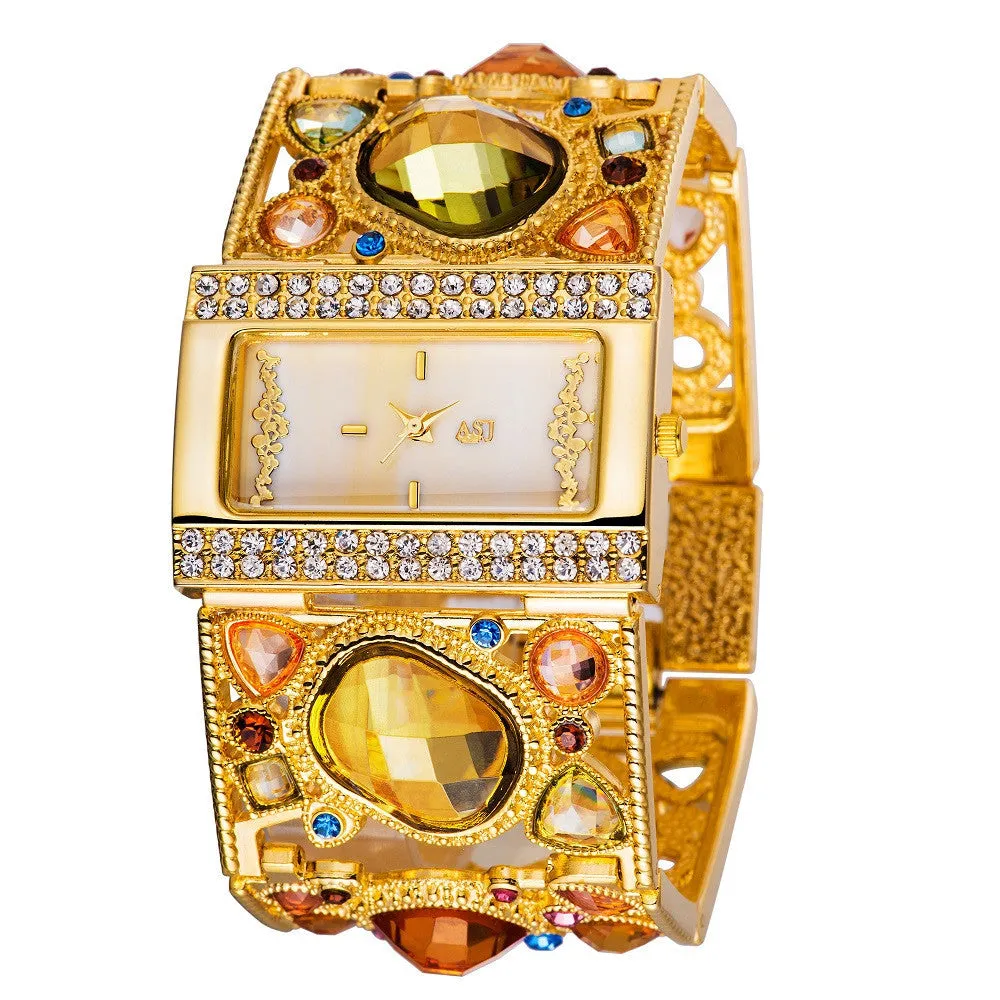 ASJ Women New Top Luxury brand Alloy Quartz Waterproof  Wristwatches Fashion Lady Dress Colorful Crystal Watches