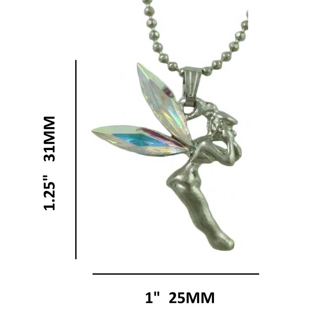 Aurora Borealis Crystal Fairy Pendant on Bead Chain - PT403