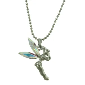 Aurora Borealis Crystal Fairy Pendant on Bead Chain - PT403