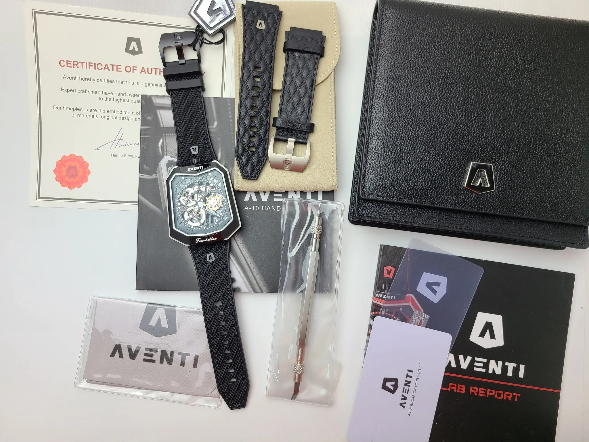 AVENTI UniCorn Skeleton Tourbillion Watch A10 Super Rare Exclusive DLC Black