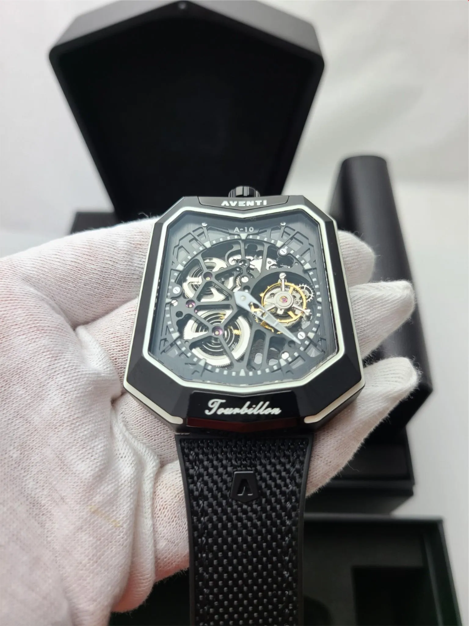 AVENTI UniCorn Skeleton Tourbillion Watch A10 Super Rare Exclusive DLC Black