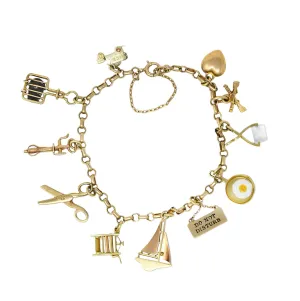 Ballou & Co. Inc. Antique Enamel Two-Tone Gold Charm Bracelet