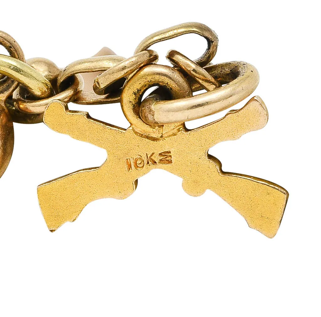 Ballou & Co. Inc. Antique Enamel Two-Tone Gold Charm Bracelet