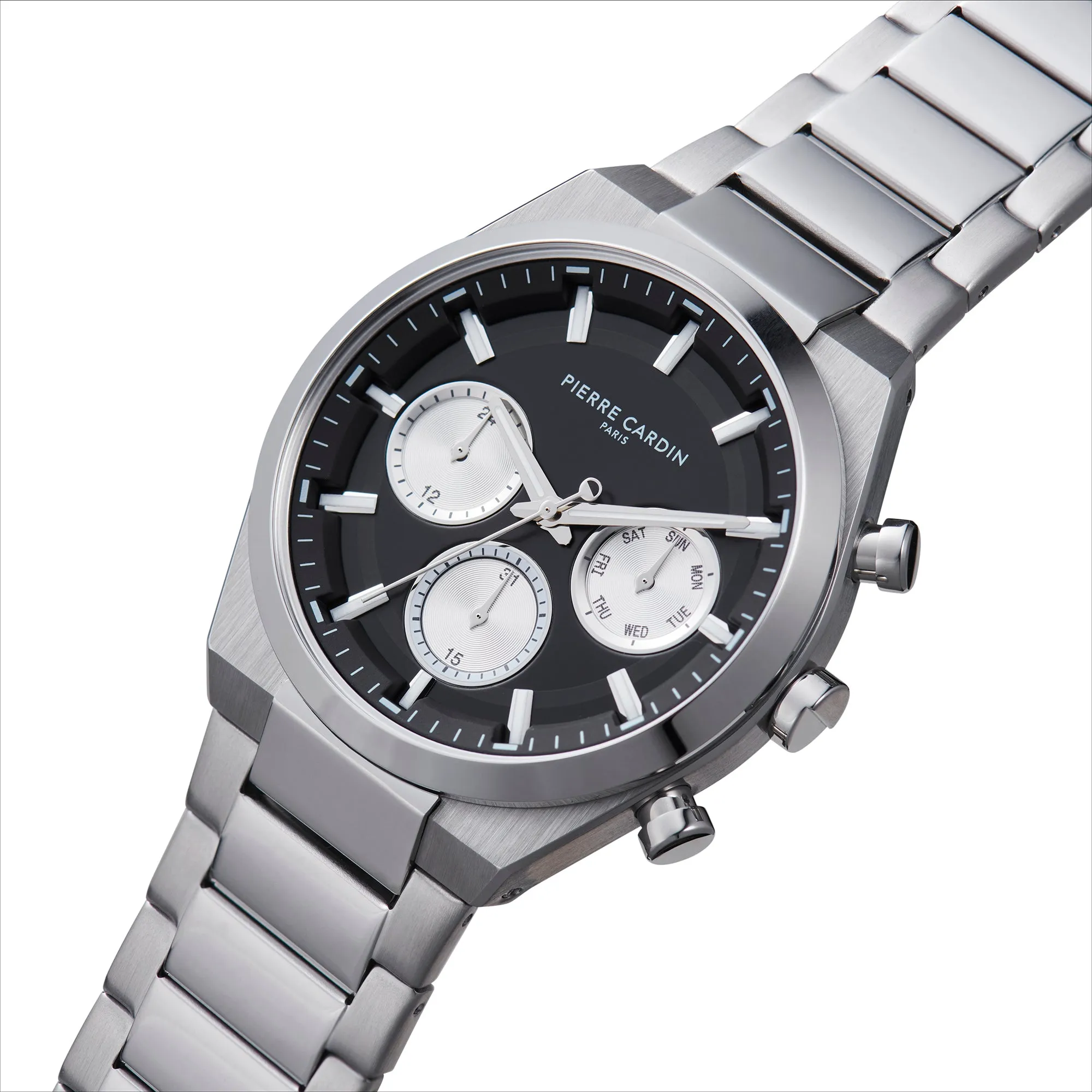 Batignolles Influential Multifunction watch with Black Dial with a Metal Links Strap