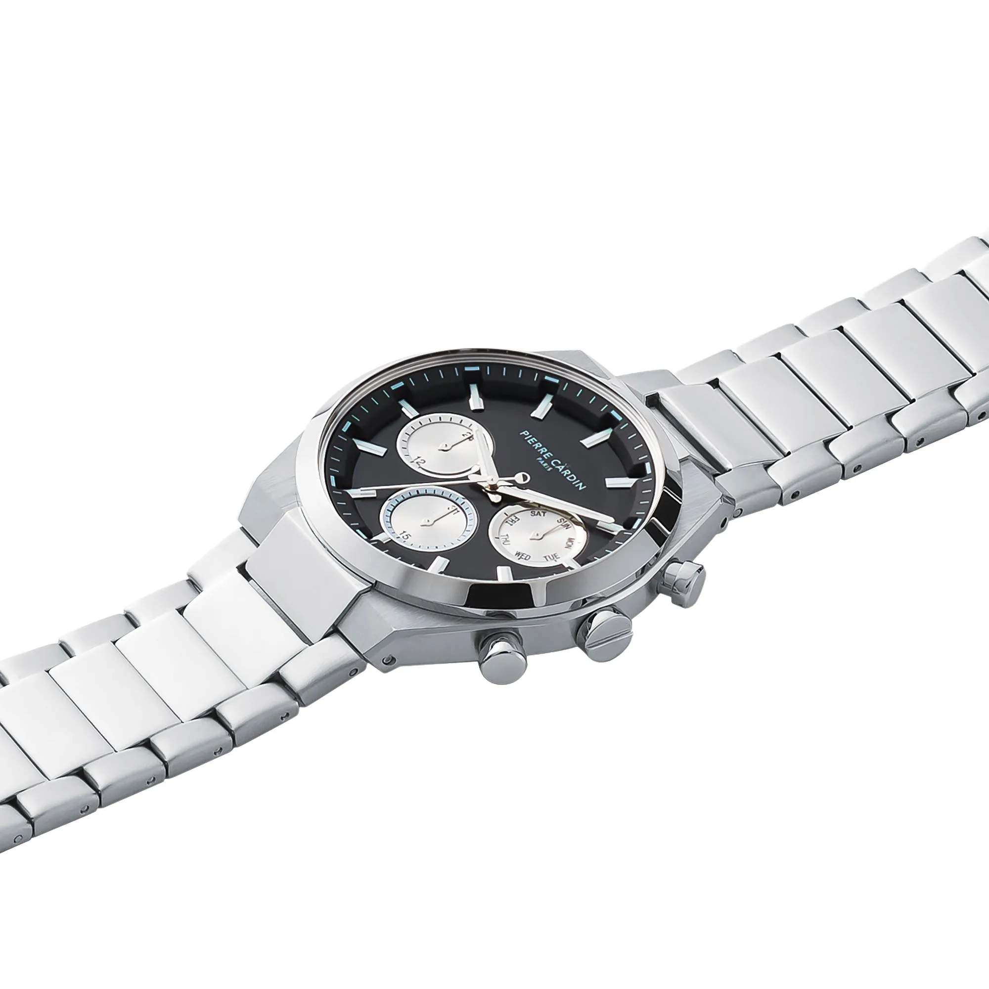 Batignolles Influential Multifunction watch with Black Dial with a Metal Links Strap