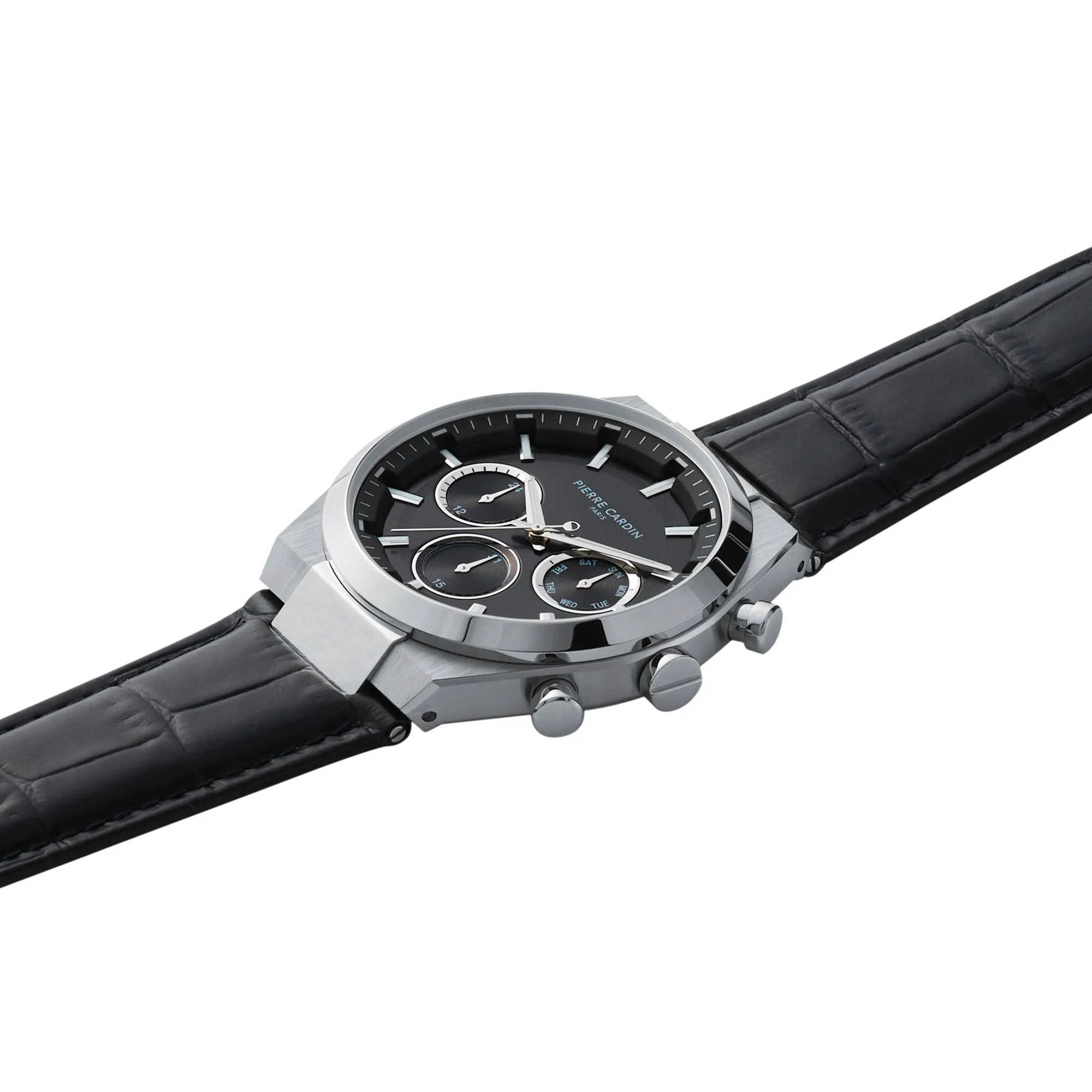 Batignolles Influential Multifunction watch with Black Dial withLeather Strap