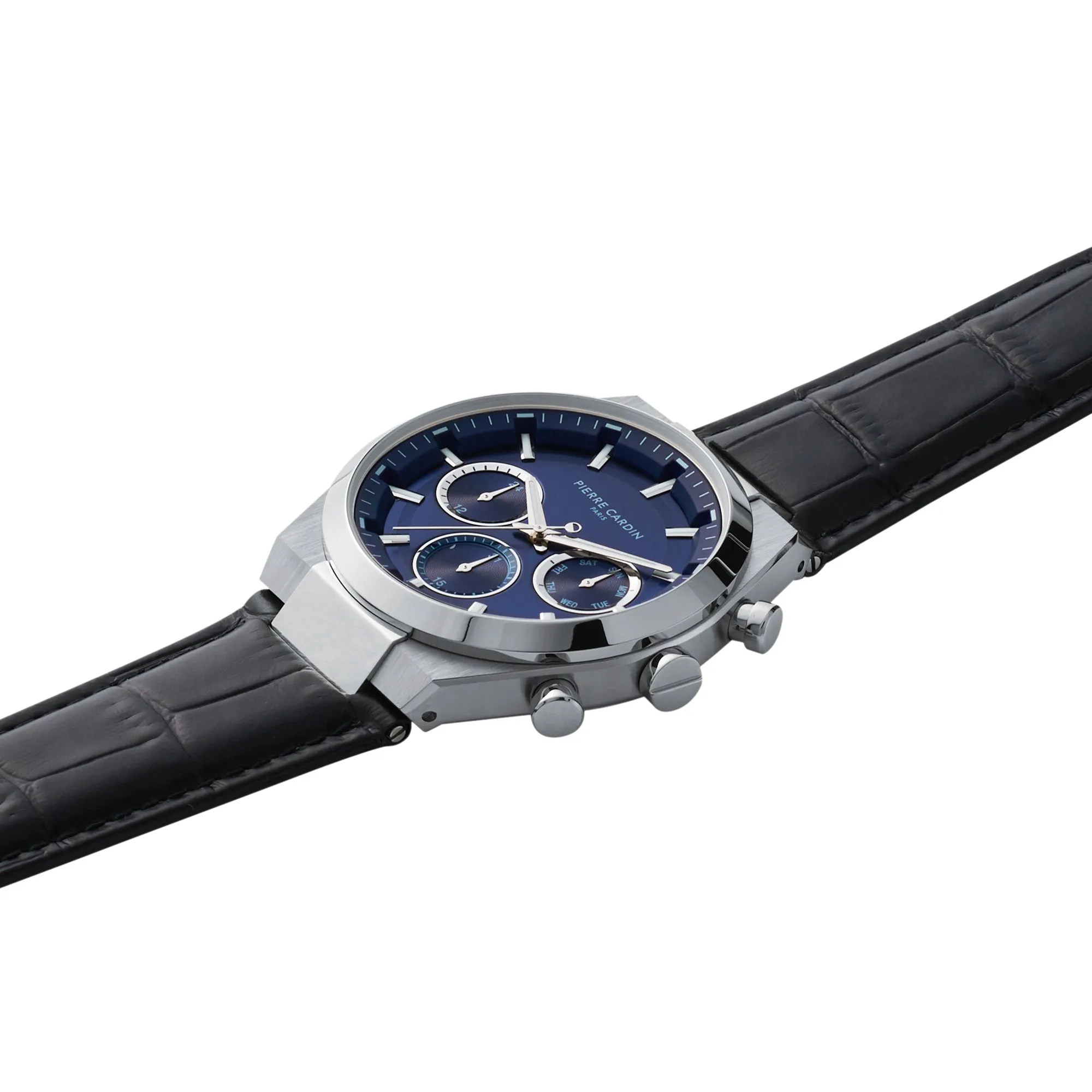 Batignolles Influential Multifunction watch with Blue Dial with Leather Strap
