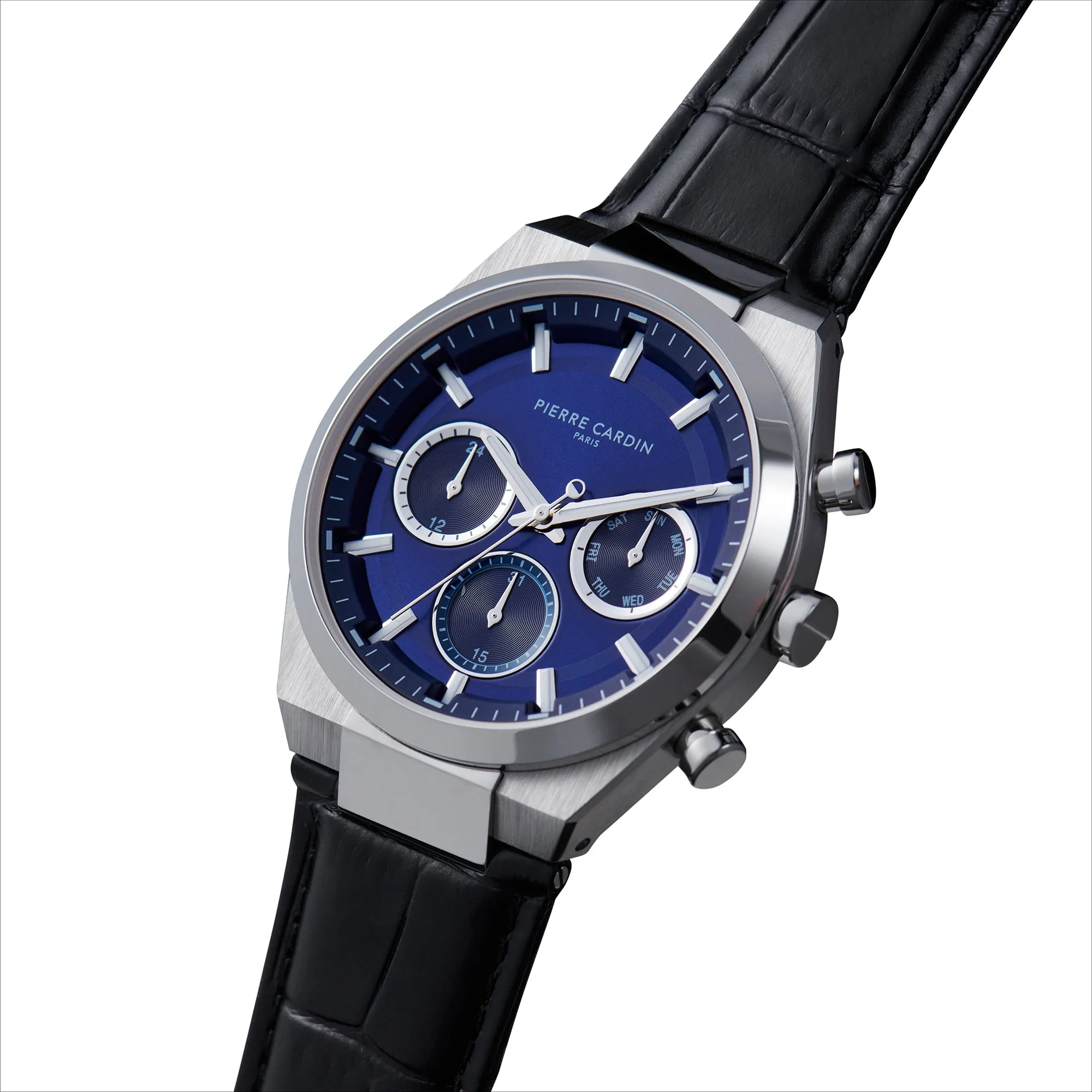 Batignolles Influential Multifunction watch with Blue Dial with Leather Strap
