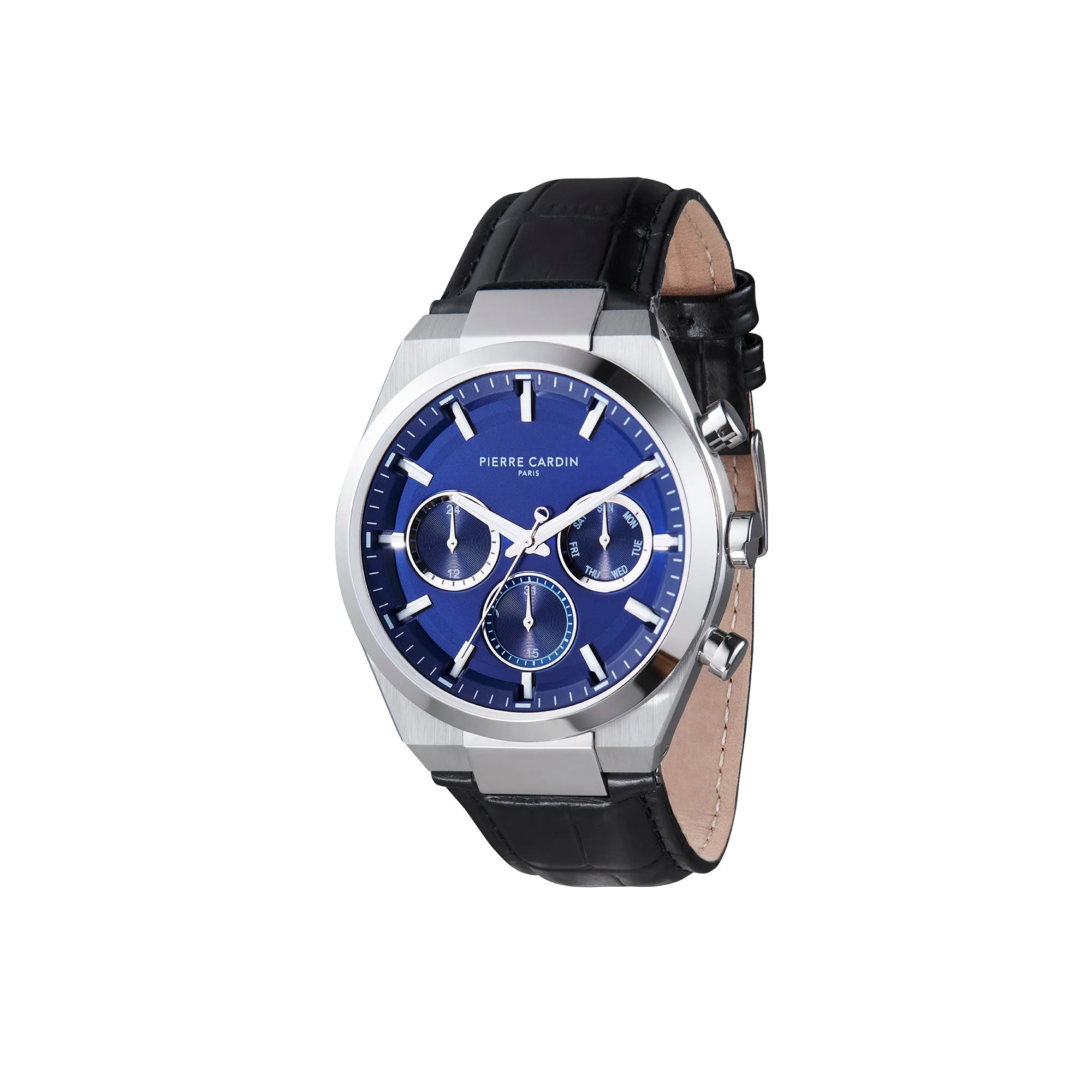 Batignolles Influential Multifunction watch with Blue Dial with Leather Strap