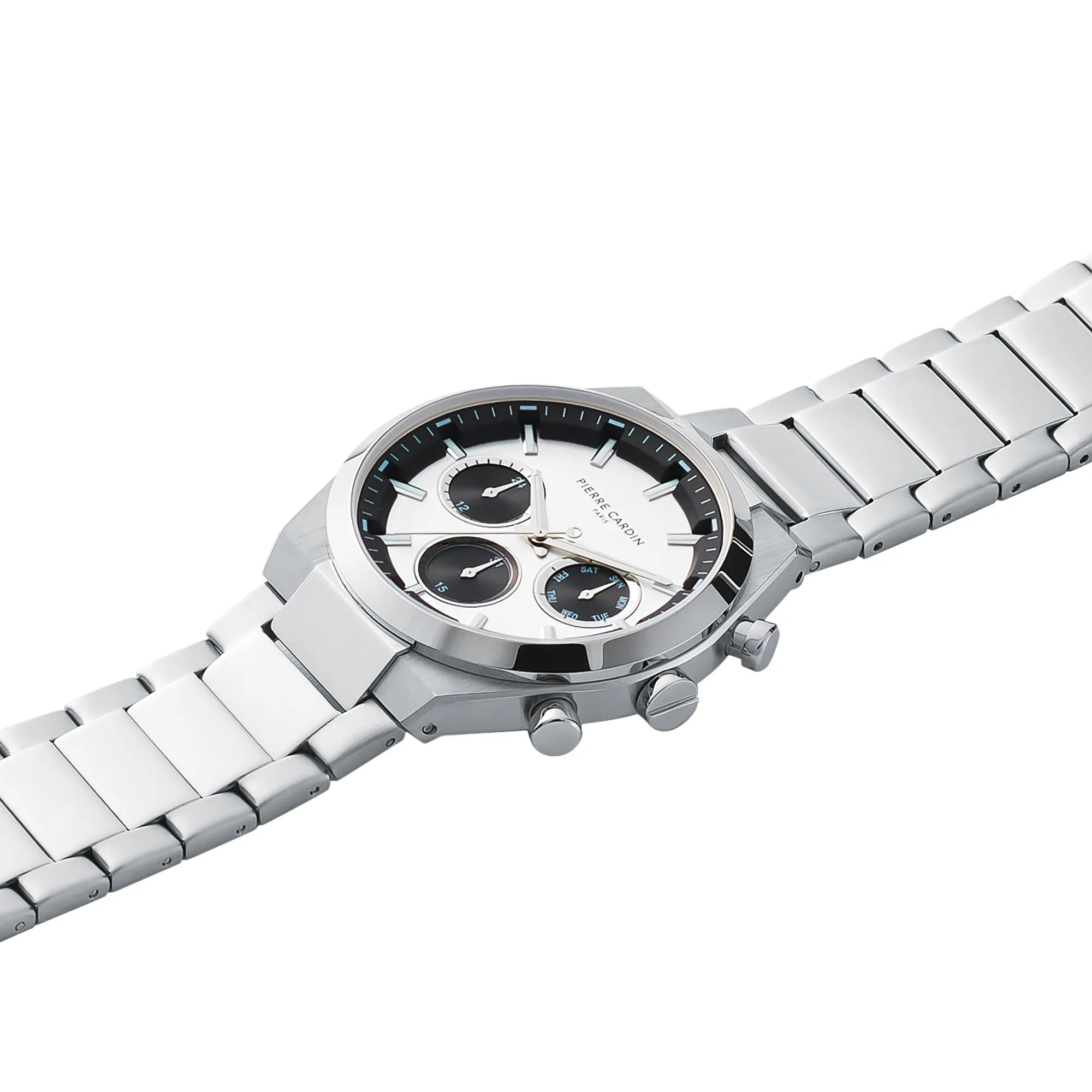 Batignolles Influential Multifunction watch with White Panda Dial with a Metal Links Strap