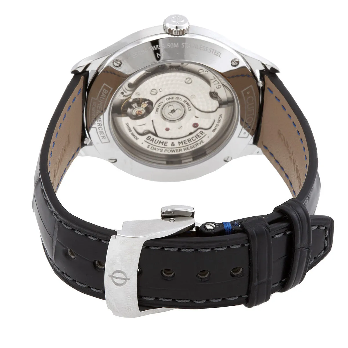 Baume et Mercier Clifton Baumatic Automatic Men's Black Leather Watch 10518
