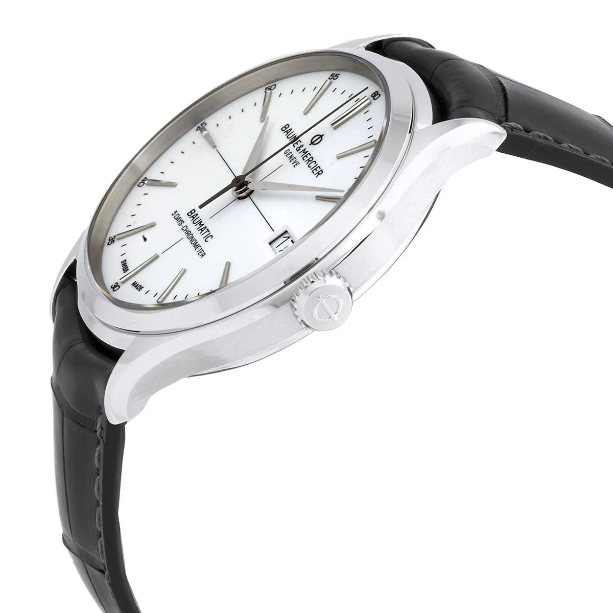 Baume et Mercier Clifton Baumatic Automatic Men's Black Leather Watch 10518