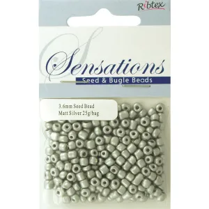 BEAD GLASS SEED 3.6MM MATT SILVER 25G
