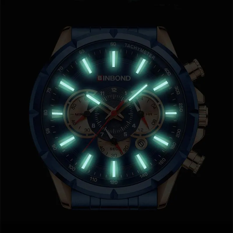 BINBOND Tactical Waterproof Watch Timing Multi-Pointer Quartz Watch