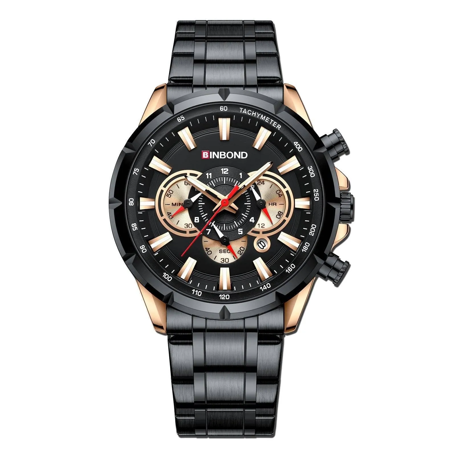 BINBOND Tactical Waterproof Watch Timing Multi-Pointer Quartz Watch