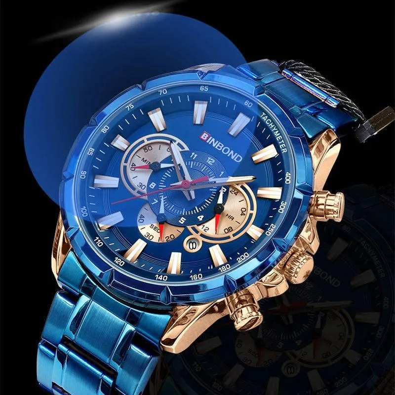 BINBOND Tactical Waterproof Watch Timing Multi-Pointer Quartz Watch