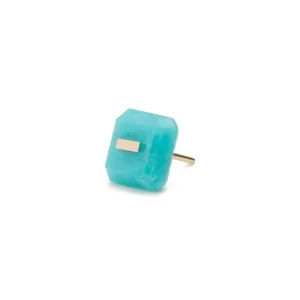 BIRD OF PARADISE Naked Square Stone Stud Earring, Amazanite