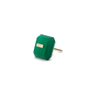 BIRD OF PARADISE Naked Square Stone Stud Earring, Green Agate