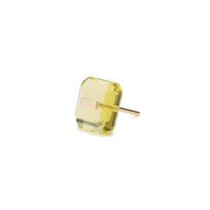 BIRD OF PARADISE Naked Square Stone Stud Earring, Lemon Quartz