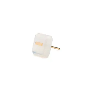 BIRD OF PARADISE Naked Square Stone Stud Earring, White Chalcedony