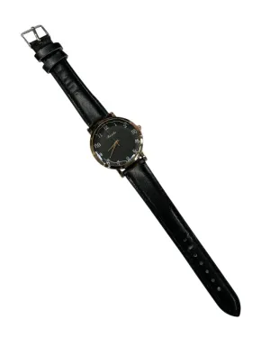 Black PU Leather Strap Watch