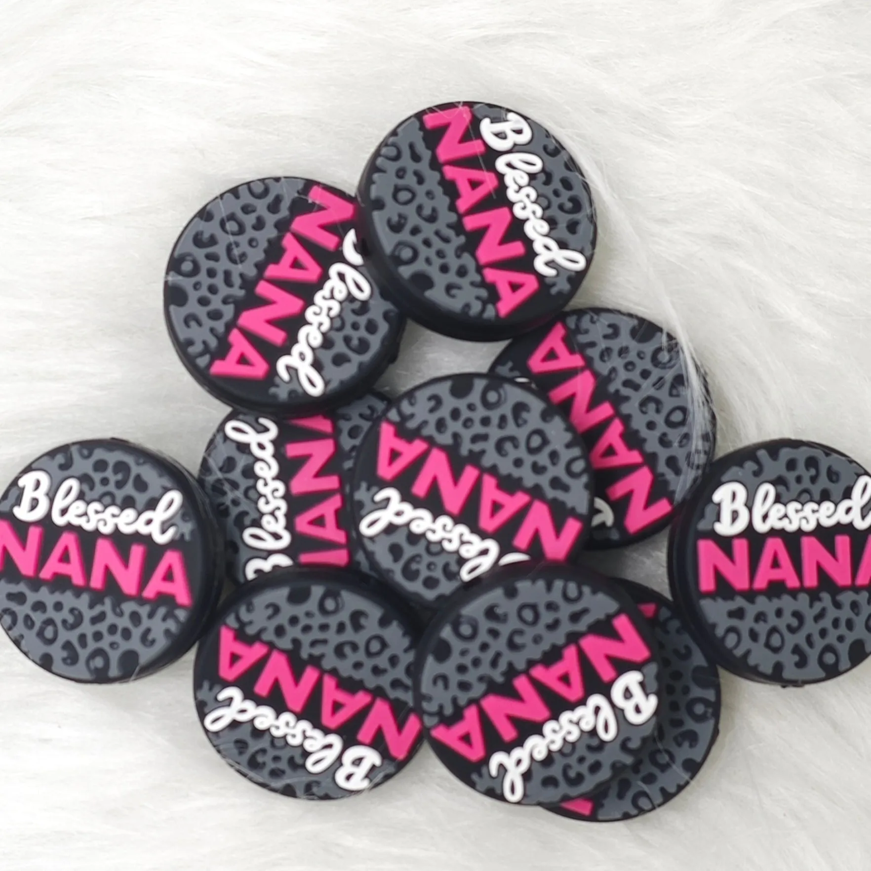 Blessed Nana Silicone Focal Beads Wholesale, Saying Focal Beads