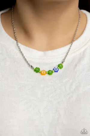 BOUQUET We Go - Green - Multi-Colored Flower Paparazzi Short Necklace
