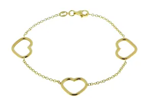 Bracelet with three open hearts