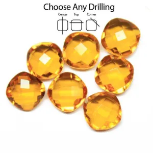 Brandy Citrine Quartz Faceted Cushion Beads 8mm 10pc