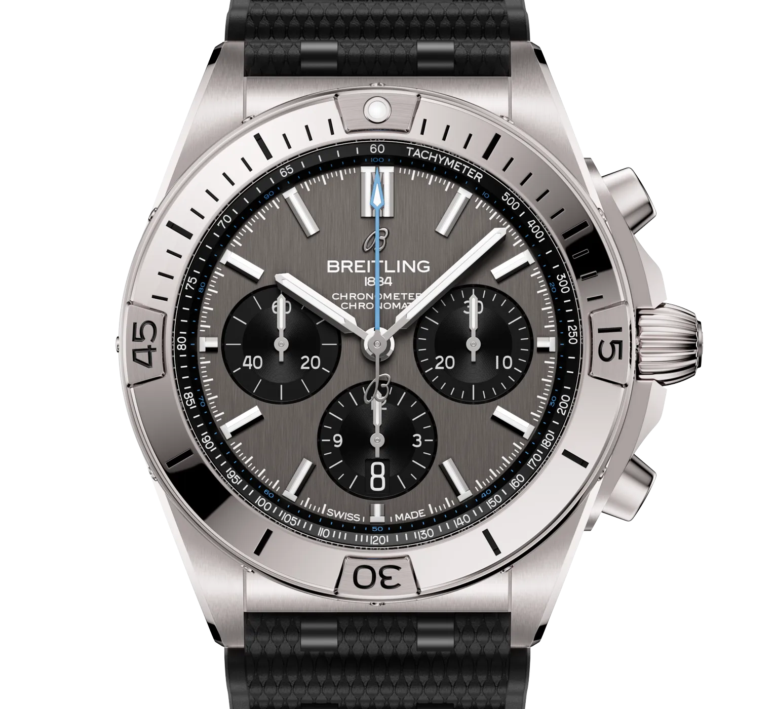 Breitling Chronomat B01 42 Watch with Black Rubber Rouleaux Strap