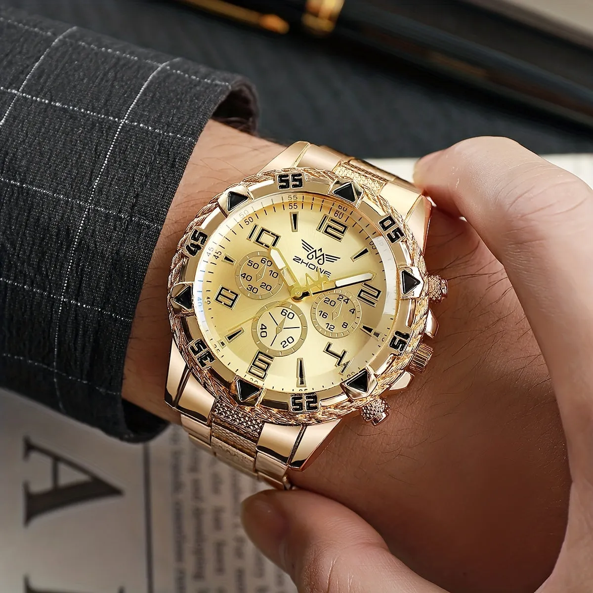 Business Quartz Large Dial Watch