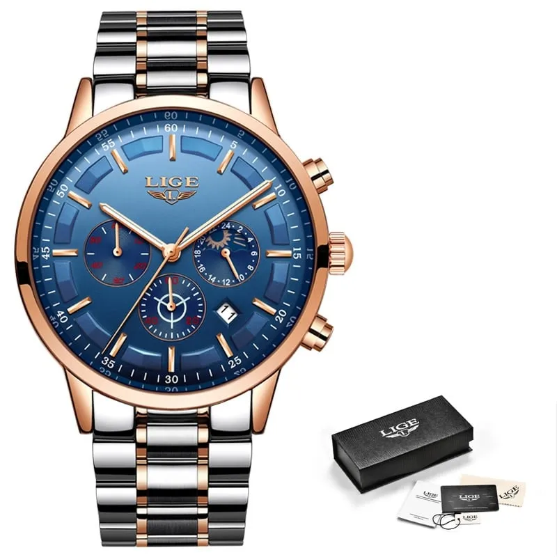 Business Styled Quartz Watches for Men with Stainless Steel Strap