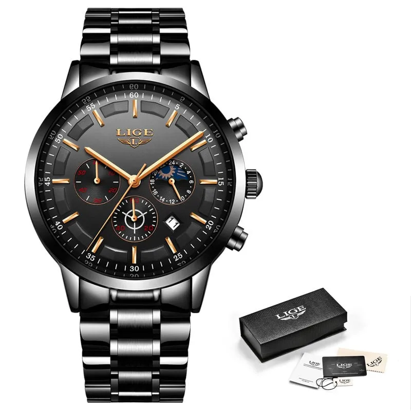 Business Styled Quartz Watches for Men with Stainless Steel Strap