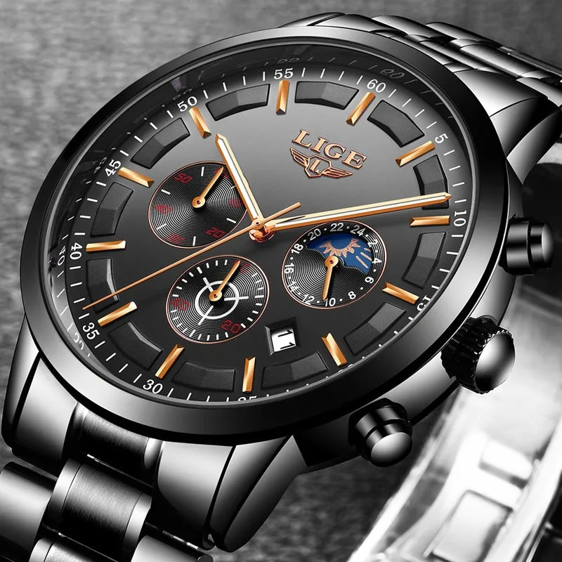 Business Styled Quartz Watches for Men with Stainless Steel Strap