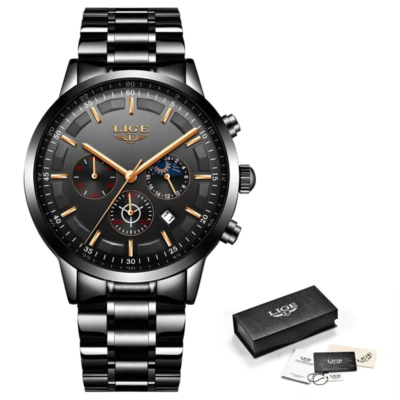 Business Styled Quartz Watches for Men with Stainless Steel Strap