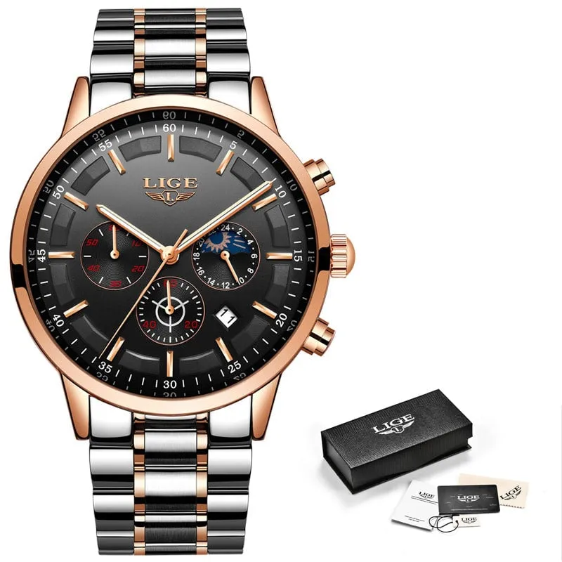 Business Styled Quartz Watches for Men with Stainless Steel Strap